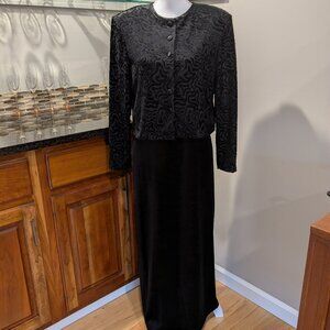 Timeless Elegance Crushed Velvet Sleeveless Slip Maxi Dress with Modesty Jacket